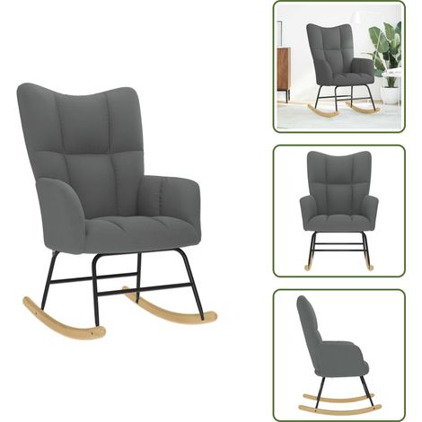Chaise à bascule Gris foncé Tissu - Chaise À Bascule - Chaises À Bascule - Chaise - Chaise De Salon (1/5)