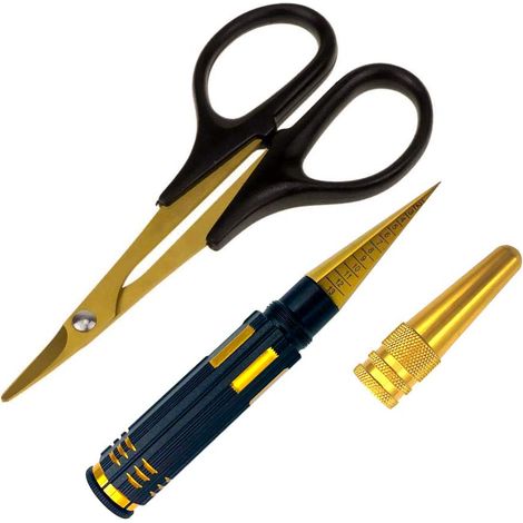 Alésoir de corps 0-14mm perforateur avec manchon et ciseaux incurvés pour outils de passe-temps de carrosserie de voiture RC (1/5)