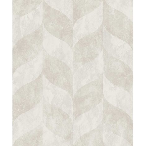 Papier peint géométrique feuilles beige lin