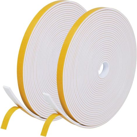 Joint Fenetre Isolation Anti Froid, Joint Isolation pour Porte Fenêtre autocollante pour portes, Joint Fenêtre Isolation du bruit, Joint de fenêtre Joint en Mousse(12mm x 3mm x 20M, Blanc) (1/5)