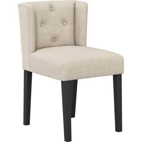 Shay Winged Indoor Dining Chair without Arms - Linen Blend/Rubber Wood - L57 x W49 x H79 cm - Stone/Black - Partially Assembled