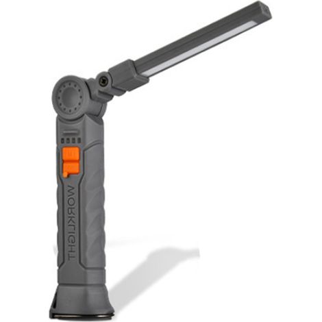 Lampe de travail LED pliable rotative à 360°, base magnétique, rechargeable USB-C, étanche IPX5, gris (1/5)