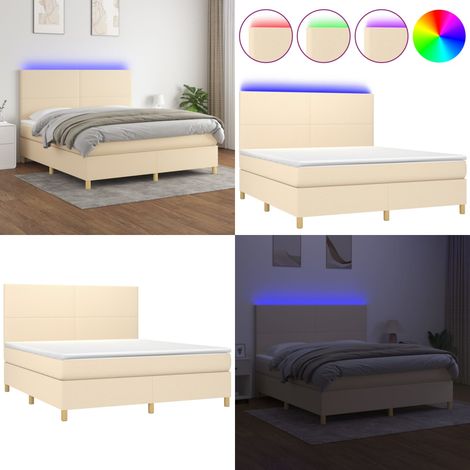 Boxspringbett mit Matratze & LED Creme 180x200 cm Stoff - Boxspringbett - Doppelbett - Bettenrahmen - Lattenrost - Matratze - Home & Living (1/5)