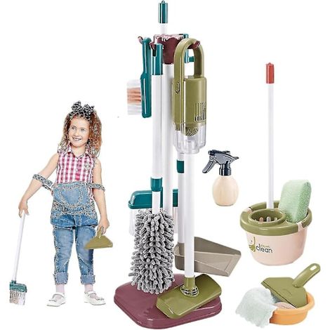 Children's Cleaning Equipment, Play Set for Housework, Cleaning Toys Gift Includes Broom Mop Duster Dustpan Brushes Cloth And Organizing Rack (1/5)