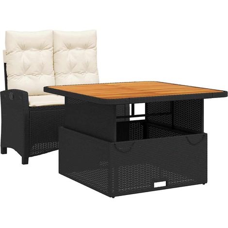 Maison Exclusive - 2-tlg. Garten-Essgruppe mit Kissen Schwarz Pol