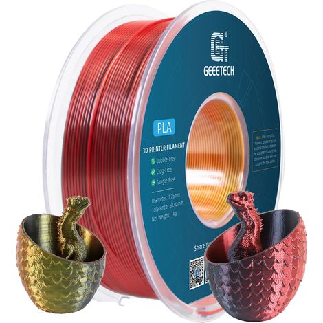 Filament 3D, diamètre 1,75 mm, matériau biodégradable, Rouge Noir Or (1/2)