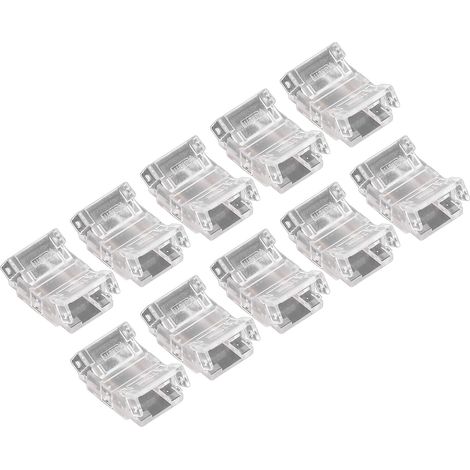 Lot de 10 connecteurs pour rubans LED 2 broches de 10 mm, connexion rapide sans soudure. (1/5)