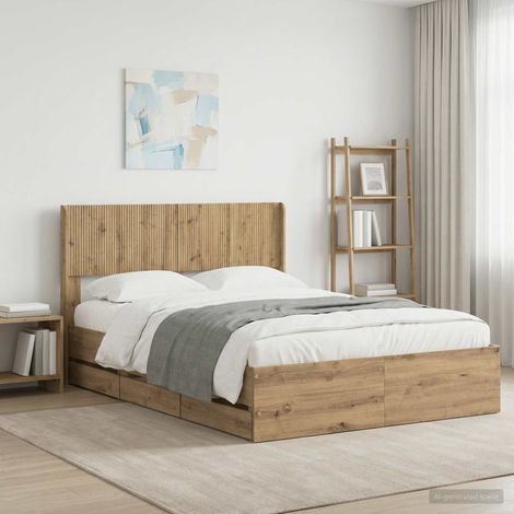 vidaXL Bed Frame with Storage and Headboard Artisan Oak 120 x 200 cm (1/5)