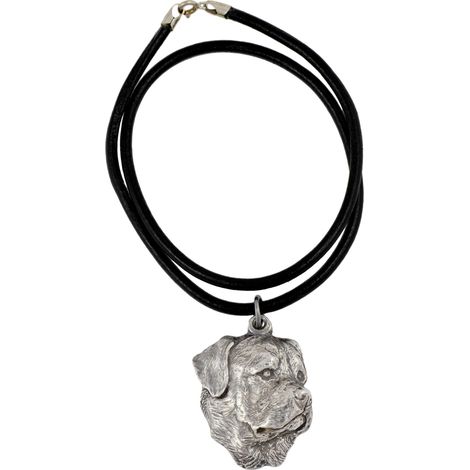 Rottweiler II - collar para perros, colgante bañado en plata para amantes de los perros, joyería única de Art-Dog (1/5)