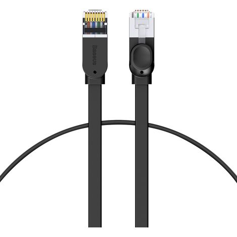 Câble réseau Ethernet RJ45 plat haute vitesse CAT6 1 m - Noir (1/5)