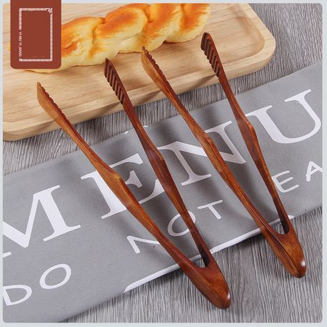 Wooden kitchen tongs, barbecue utensils, salad, bacon, steak, bread - AquaForge (1/5)