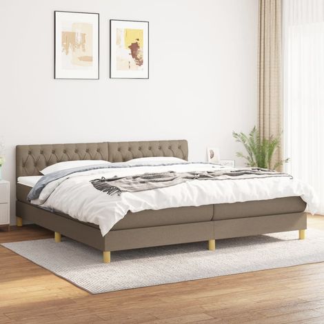 Lit Adulte - Lit à sommier tapissier avec matelas - Meuble de Chambre à Coucher - Taupe 200x200 cm Tissu XEJZT265823 (1/5)
