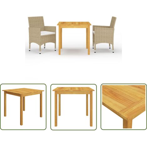 INLIFE Ensemble de salle à manger de jardin 3 pcs Beige (1/5)