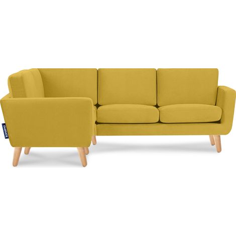 KONSIMO Ecksofa links mit Armlehnen "TAGIO", Gelb, Stoff, Scandinavian, 220x80x181cm (1/5)