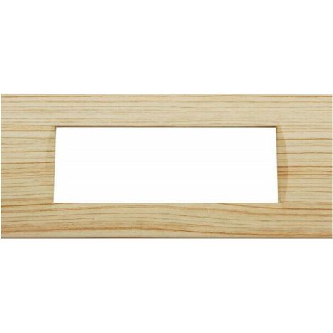 PLACCA 7 POSTI LEGNO CHIARO ABETE COMPATIBILE BTICINO LIVING LIGHT