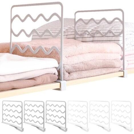 BUNTHAUS Séparateurs d'étagères 6 pièces, étagères de rangement de garde-robe en plastique, pièces de rangement de vêtements de garde-robe pour chambre à coucher, cuisine, bureau