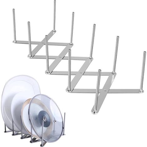 1 Escurridor de platos, ajustable, plegable, de acero inoxidable, con tapa para guardar, cocina (1/5)