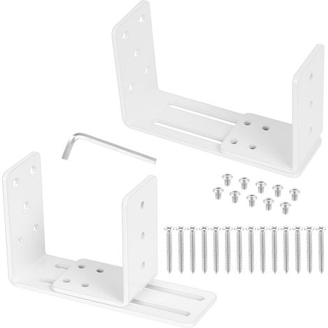 2 Pcs Supports de Serrure de Porte, Supports de Barricade de Porte 2x4, Réglable Supports d'Angle en U en Métal, Supports de Verrouillage de Porte pour Planches 2x4 Porte de Garage Atelier, Blanc (1/5)