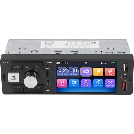 Autoradio avec écran tactile 4 pouces, 7 touches de couleur, entrée AUX et lecteur multimédia MP5 (1/5)