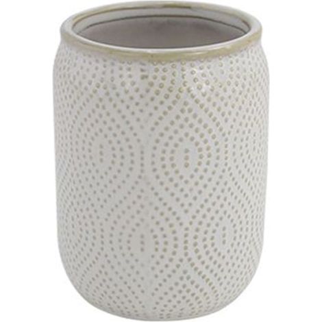 Cleafe - Bicchiere Porta Spazzolini Dentifricio Arredo Da Bagno Bianco Design Etnico 87791 - (1/2)