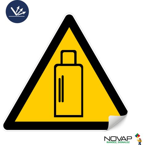 Panneau adhésif Danger présence de bouteilles de gaz - Classe 2 - Triangle 100mm - 4232089
