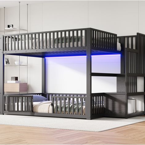 lit superposé lit double rangement 140x200 noir OKMYHOME (1/4)