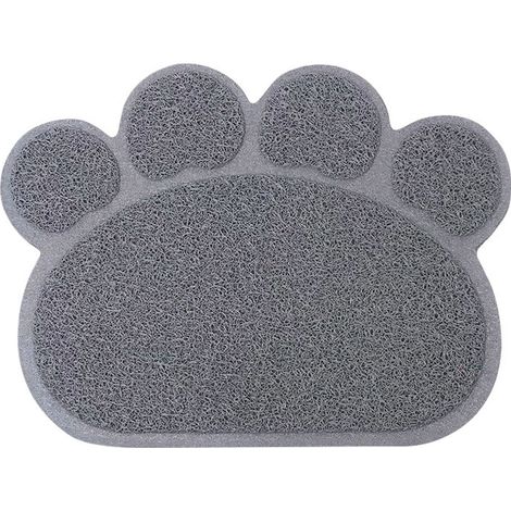 Tapis litière chat gris forme patte antidérapant protection sol 40×30cm (1/5)