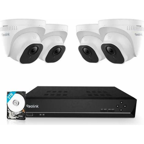 Reolink – Kit de vidéosurveillance 5MP avec 4 caméras PoE – Vision nocturne 30m – Détection intelligente de personnes/véhicules – Enregistrement 24/7 sur NVR 2To