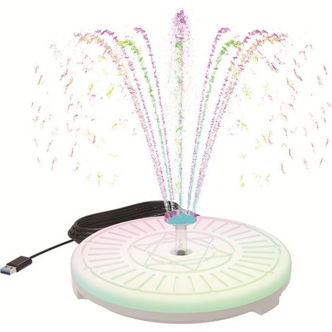 Fontaine à ciel étoilé télécommandée avec lumières, fontaine solaire avec télécommande et lumières, fontaine flottante pour rocaille et bain d'oiseaux de jardin. (1/5)