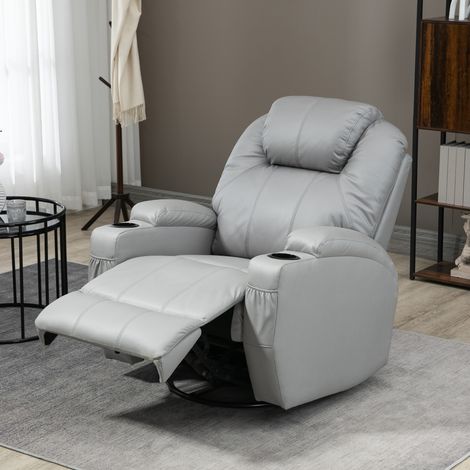 Fauteuil de massage avec repose-pieds, 8 points de vibration, 5 modes, télécommande incluse, gris clair (1/5)
