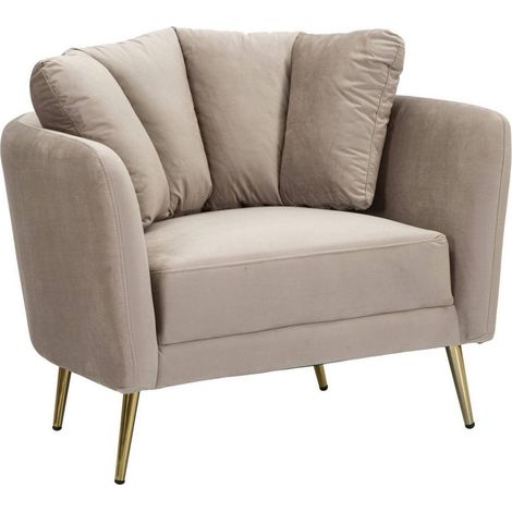 Dmora - Poltrona Foster, Seduta imbottita, Divano singolo da salotto, Sedia con braccioli, 88x77 h74 cm, Grigio e Oro