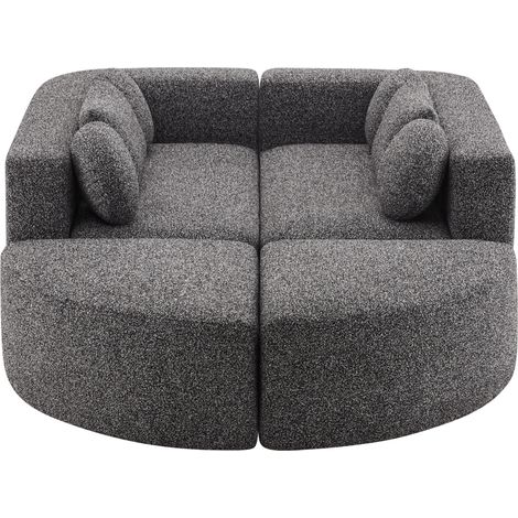 Canapé modulable avec fonction lit en chenille noire, 292 x 165 x 68 cm (1/5)