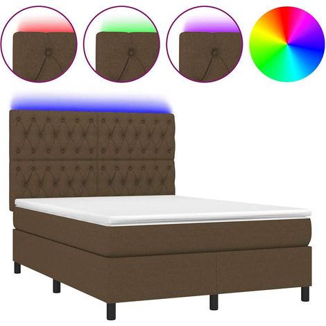 Maison Exclusive - Letto a Molle Materasso e LED MarroneScuro 140x190cm in Tessuto (1/5)
