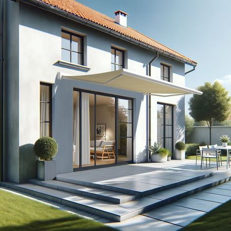 Toldo cofre CREUS 5,00x3,00 M (Manual - Blanco satinado RAL9010 - Crudo) (1/5)