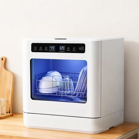 HAUTOUR Mini lave-vaisselle de table, portable, 800 W, avec 4 programmes de nettoyage, avec fonction de séchage, contrôle tactile, pour camping-cars, appartements (1/5)