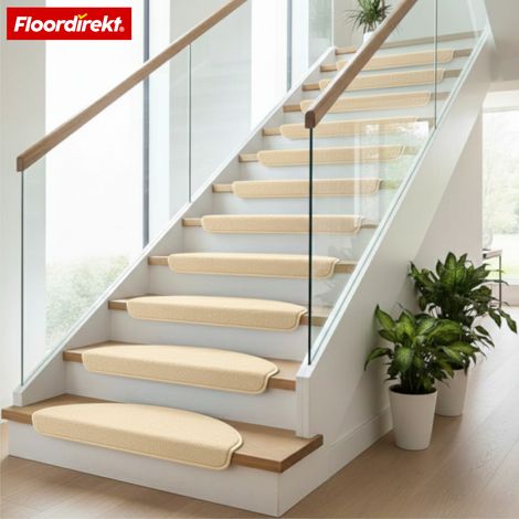 Velours-Stufenmatte Wien Halbrund Creme 1 Stufenmatte