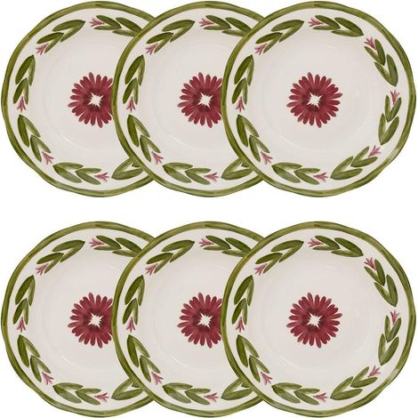 Lot de 6 Assiettes Creuses "Mona" 22cm Vert (1/4)