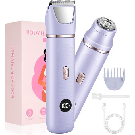 Rasoir Electrique Femme, 3 en 1 Tondeuse Femme Intime, Tondeuse Maillot Humide/Sèche, IPX7 Étanche Rasoir avec Affichage LED, Épilateur Électrique pour Visage, Maillot, Aisselles, Jambes (1/5)