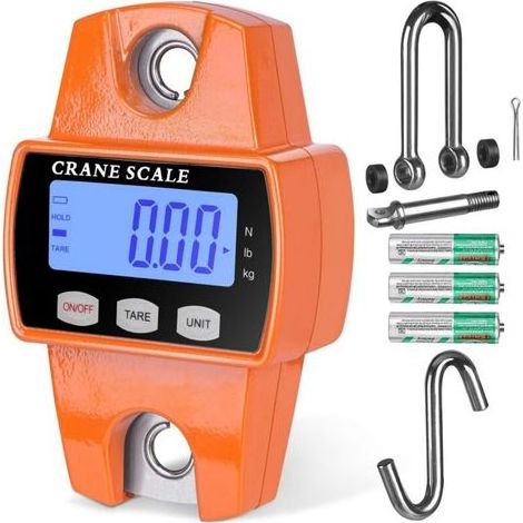 Orange, portatif 300kg balance de levage numérique, balance électronique portable avec crochet pour la chasse à la ferme, la pêche en plein air (1/5)