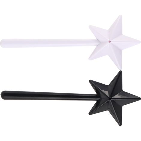 2 Pièces Shaker à Sel et Poivre en Forme de Baguette, Design Étoile Mignon en Plastique Noir et Blanc pour Cuisine (1/5)
