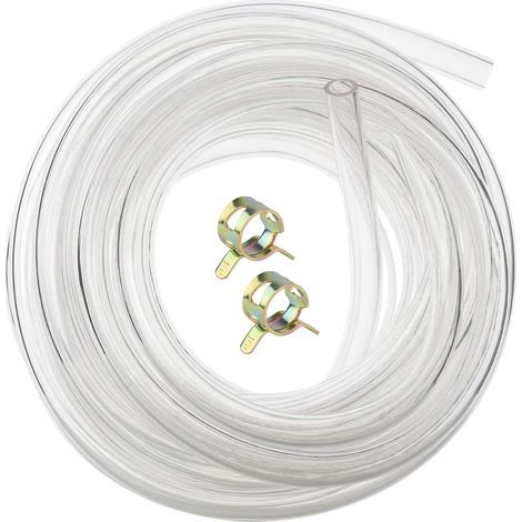 Tuyau flexible en PVC transparent de qualité alimentaire de 8 mm x 12 mm, tuyau d'eau, tuyau d'air de 5 m avec 2 colliers de serrage (1/4)