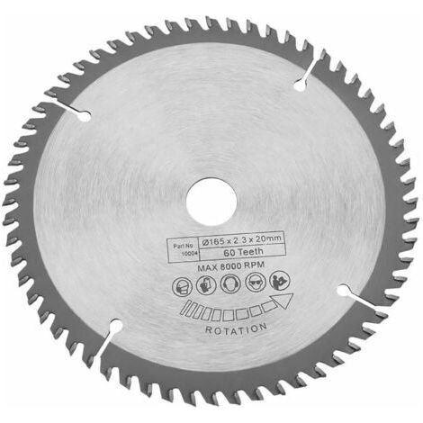 AIERQ Lame de scie circulaire 60 dents Lames de scie 165mm Lame de scie circulaire TCT argentée, pour cuivre, fer, aluminium, plastique, coupe de bois (1/4)