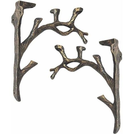 Bardusch-Supports d'étagère Vintage (2 pièces), Fonte, Forme de Branche Équerre Étagère, Faire l'ancien Artisanat, Support de Triangle décoratif créatif, Étagère à Livres Murale, Support de Fleurs (1/5)