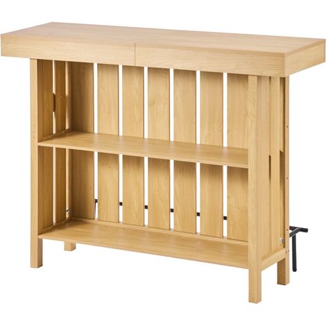 Bar mobilier cave a vin 3 niveaux etageres ouvre-bouteille pied ajustable repose-pied bois metal cuisine salon (1/5)