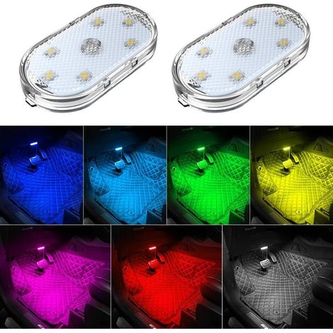 2er Set Auto LED Innenbeleuchtung, 7 Farben, Sound Control, USB wiederaufladbar (1/5)