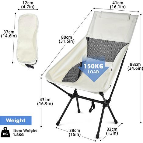 Chaise de Camping pliante, légère et Portable, sac à dos d'extérieur pour barbecue, pique-nique, randonnée, pêche (1/5)