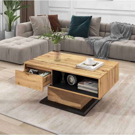 Tavolino in legno con cassetto e vano portaoggetti, per ufficio e soggiorno (1/5)