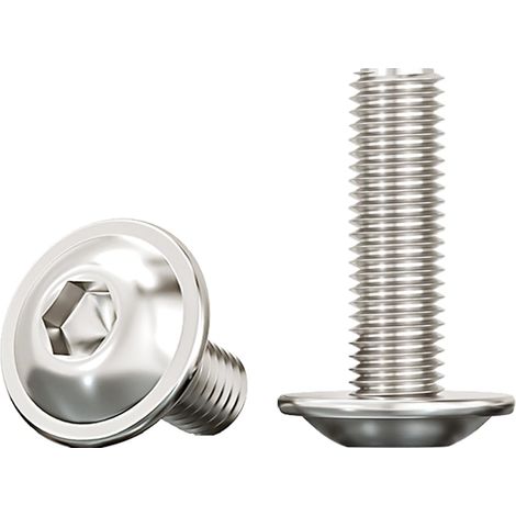 Vis à Tête Bombée avec Bride et Six Pans Creux,M8x25mm Vis à Métaux Acier Inoxydable A2 V2A Boulon à Tête Hexagonale pour Les Connexions Mécaniques,10 Pièces (1/5)