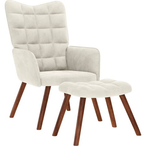vidaXL Poltrona Relax con Sgabello in Velluto Crema