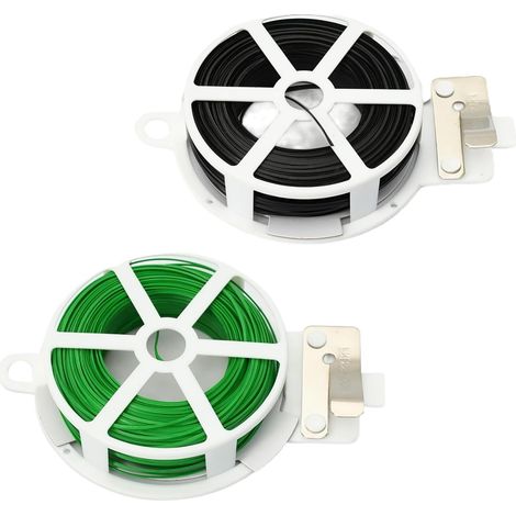 100 m Fil De Fer Jardin, Fil De Fer Vert Et Noir pour Jardins, Fleurs et Plantes Grimpantes, Flexible Attache Plante Grimpante avec Coupe-Fil pour Une Manipulation Aisée (1/5)